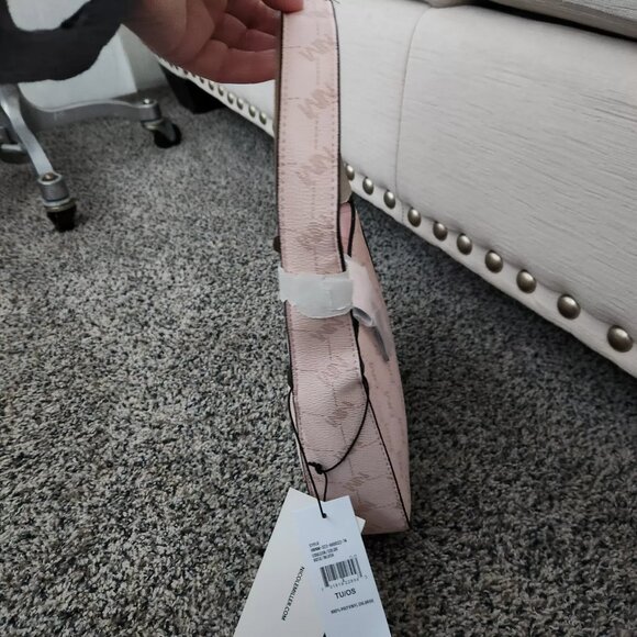 NWT $50 Nicole Miller Small Bag Pink Logo All Over Short Shoulder Strap - Picture 4 of 5